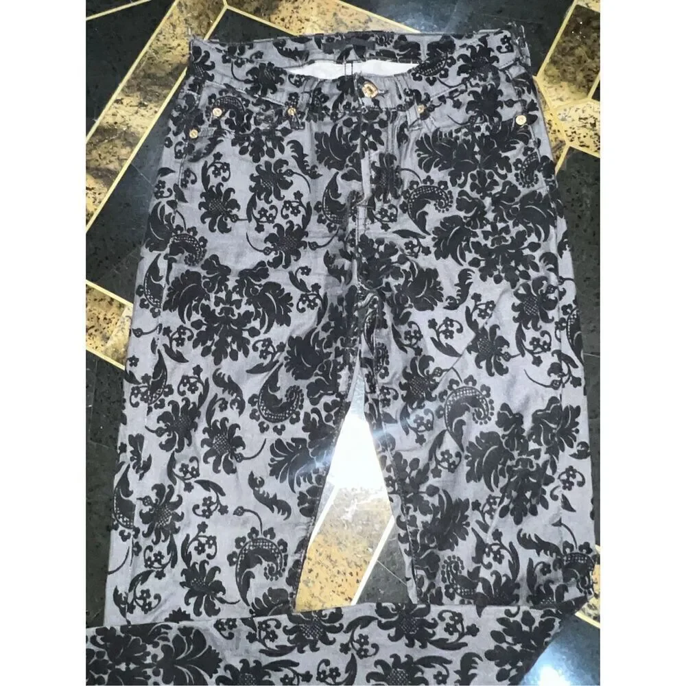 7 for all Mankind Flocked Toile Denim Skinny Leg Jeans Size 26
